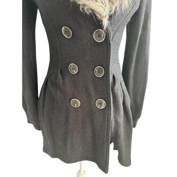 FREE PEOPLE Womens Faux Fur Collared Coat Size 2 - Picture 4 of 5